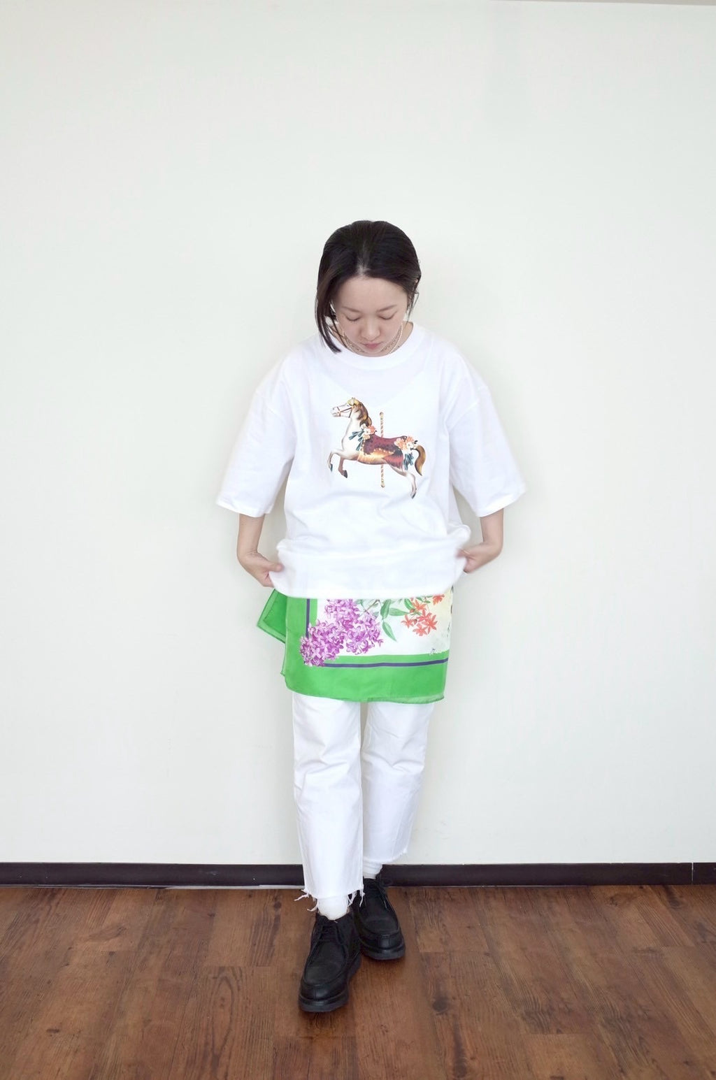 00 NEW オーバーTシャツ【Petite Go-Round/木馬】