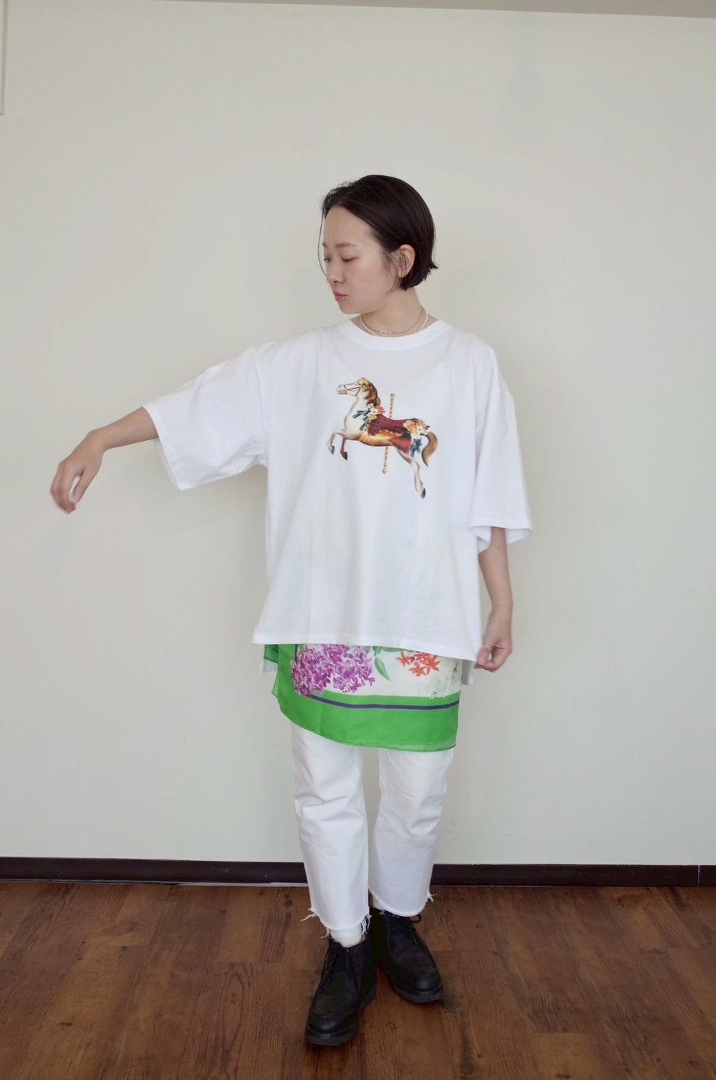 00 NEW オーバーTシャツ【Petite Go-Round/木馬】