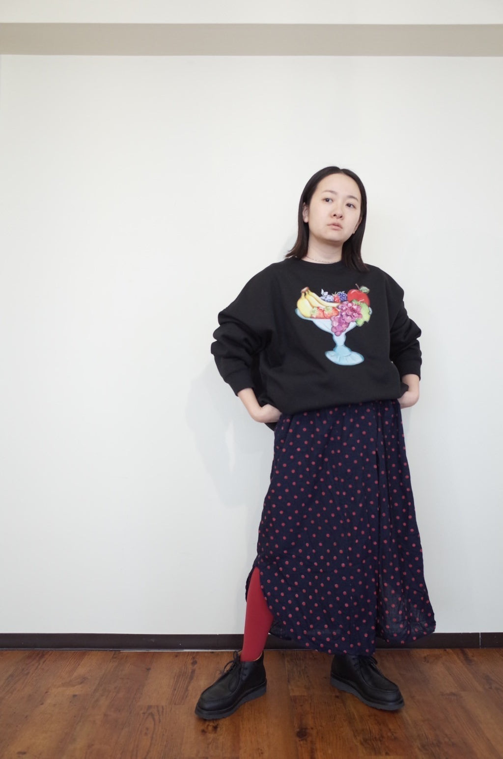 L【fruit parfait】スウェット white&Black