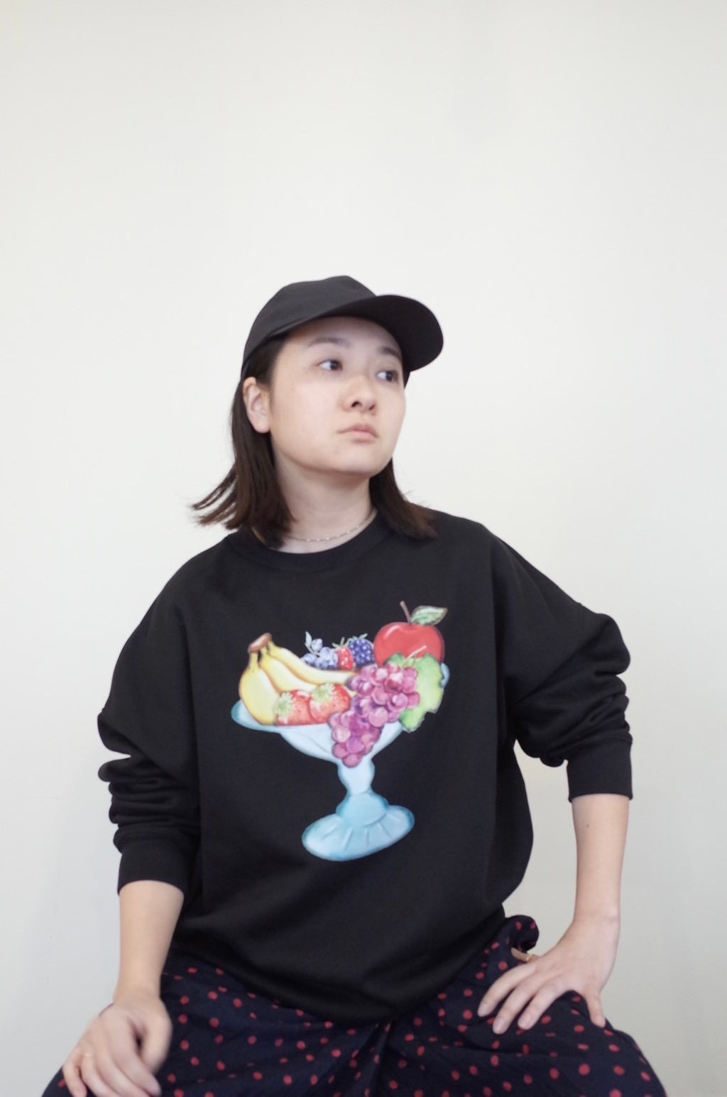 L【fruit parfait】スウェット white&Black