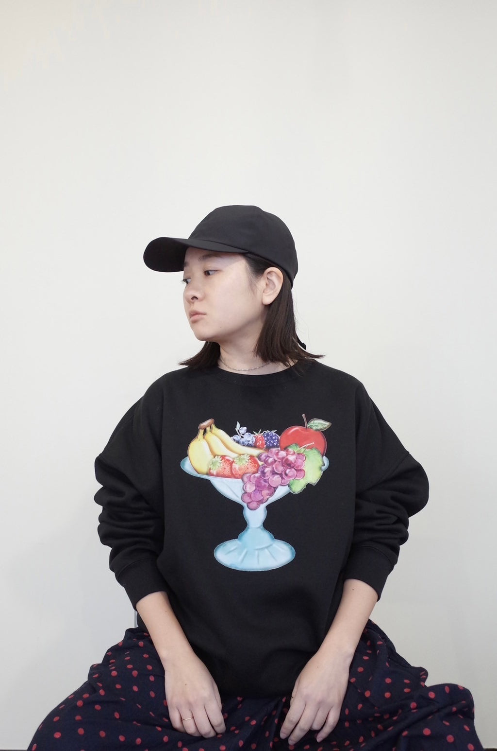 L【fruit parfait】スウェット white&Black
