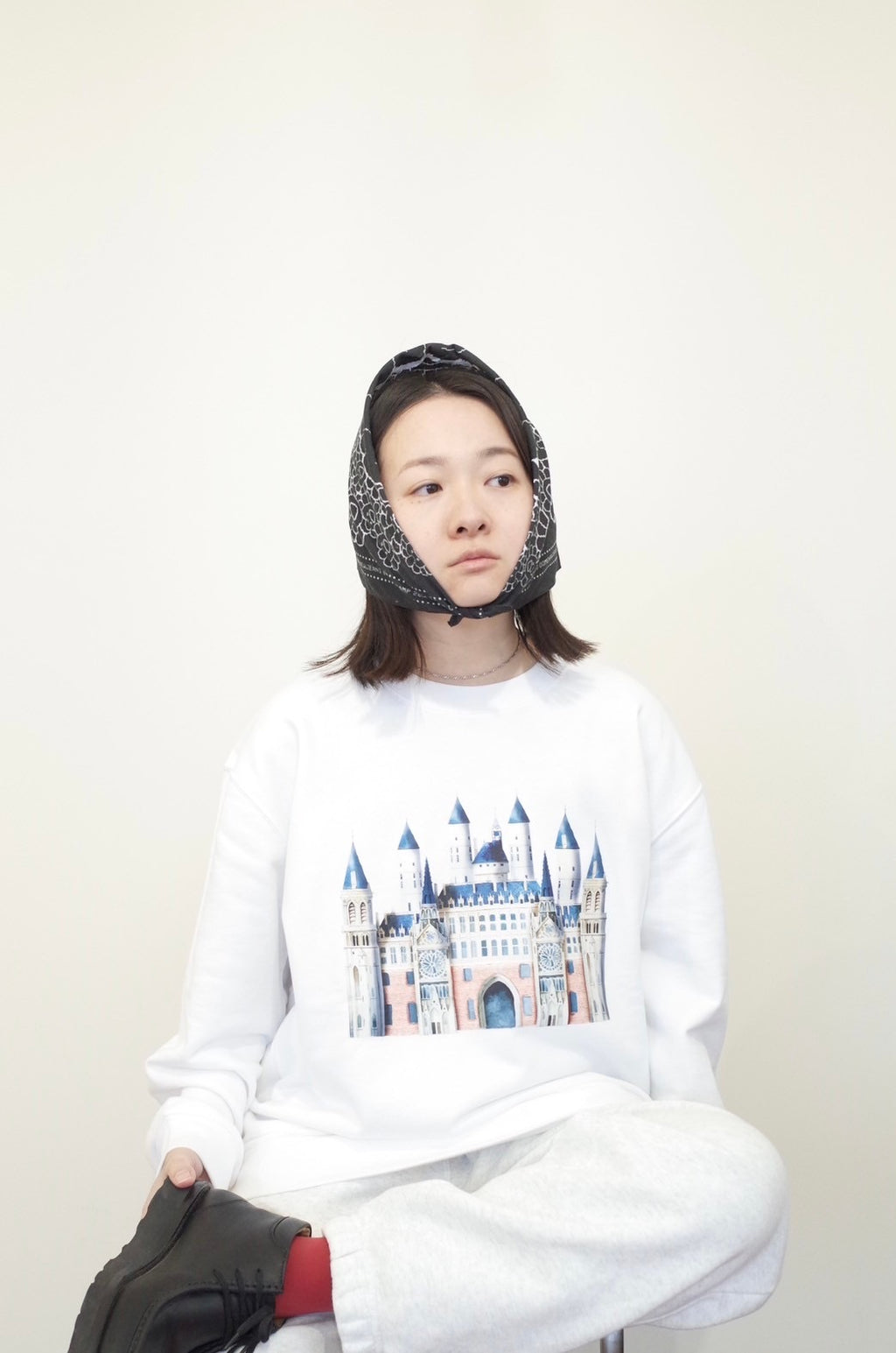 L【castle】スウェット white&Black