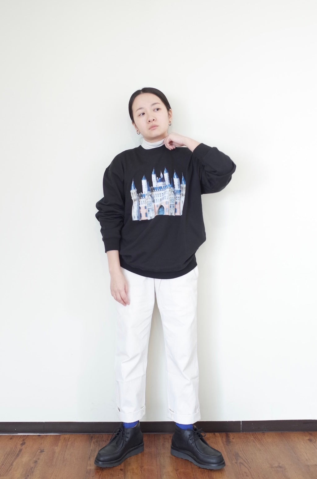 L【castle】スウェット white&Black