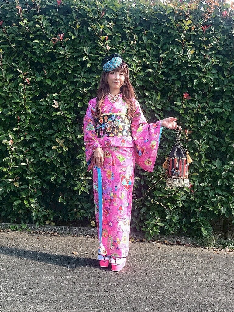 00 NEW【Corazón de México  】反物/シルジェリー八掛つき/即納品